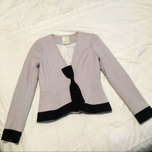 Anthropologie Light Gray Wool Bow Blazer
